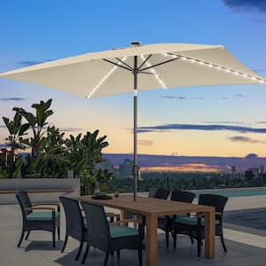 Enhance Your Outdoor Oasis with Sand 6x9FT LEDRectangular Patio Umbrella - Stylish, Durable, and Sun-Protective