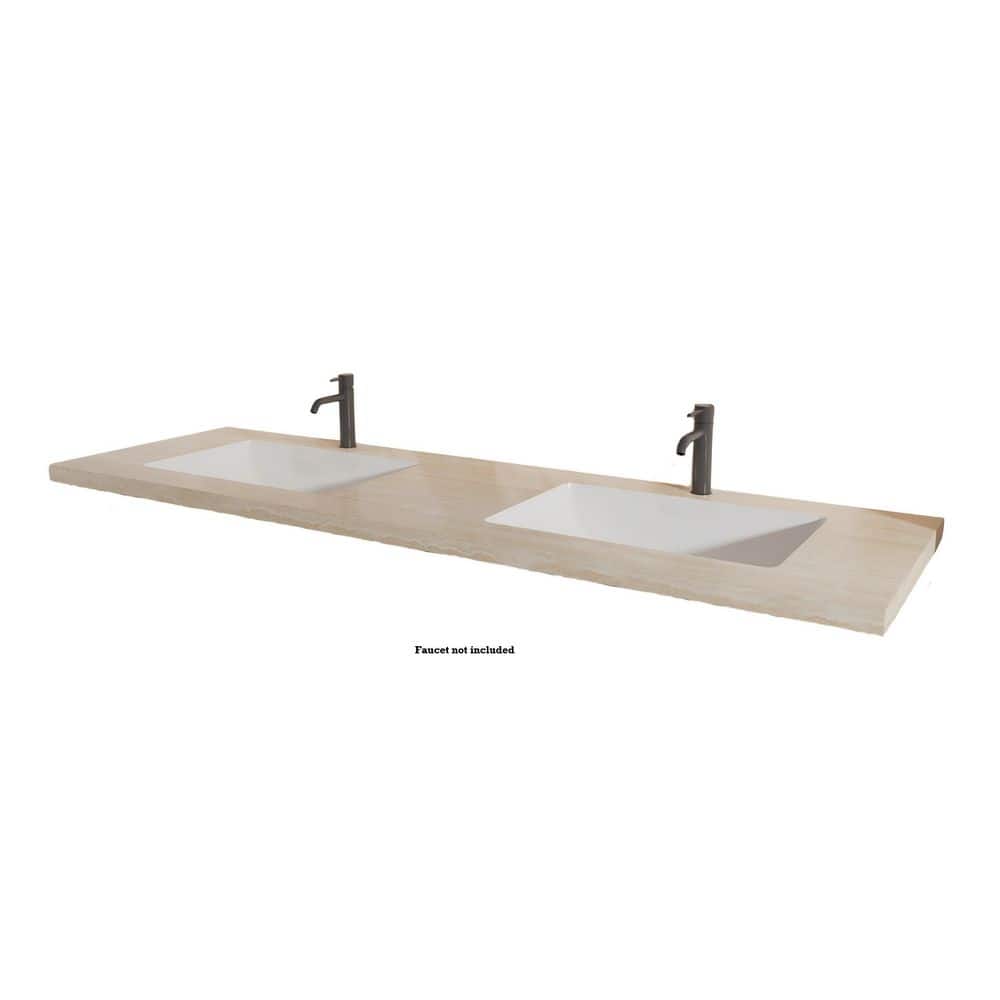 60 in. W x 21.7 in. D Porcelain Double Sink Vanity Top in Travertine Yellow with Pre-Drilled Faucet Hole price history on PriceWatchPro