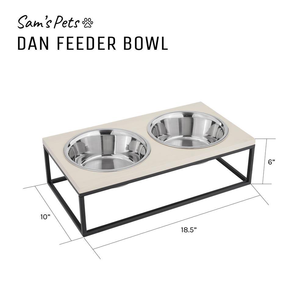 Elevated Dual Stainless Steel Pet Bowls with Wood Frame