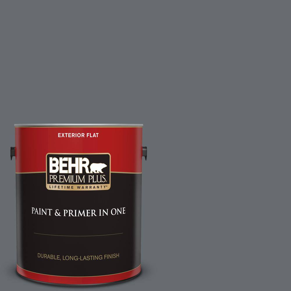 BEHR PREMIUM PLUS 1 gal. #770F-5 Dark Ash Flat Exterior Paint and ...