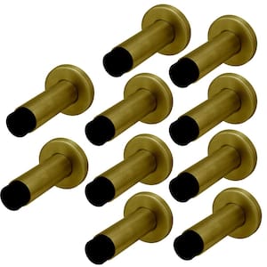 DSIX 3-3/16 in. L, 7/8 in. Dia Satin Brass PVD Stainless Steel Round Wall Mount Door Stop (10-Pack)