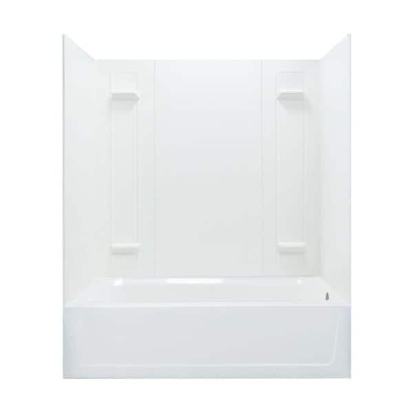 MUSTEE Durawall 60 in. L x 32 in. W x 72.75 in. H Rectangular Tub/ Shower Combo Unit in White with Right-Hand Drain