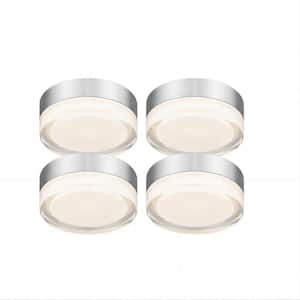 6 in. 1 Light Brushed Nickel Integrated LED Flush Mount Ceiling Light 5CCT Selectable 4-pack