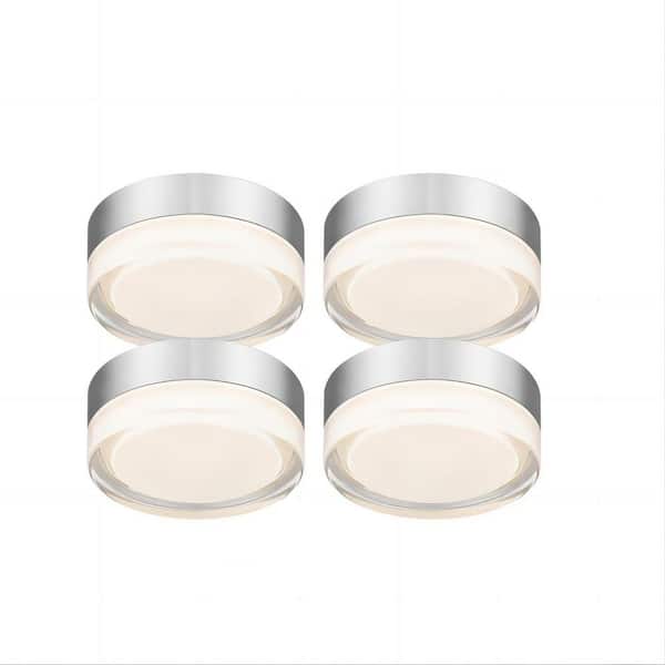 JAZAVA 6 in. 1 Light Brushed Nickel Integrated LED Flush Mount Ceiling Light 5CCT Selectable 4-pack