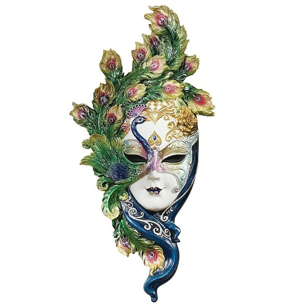 Design Toscano 13.5 in. x 6.5 in. Mask of Venice Peacock Wall Mask Sculpture