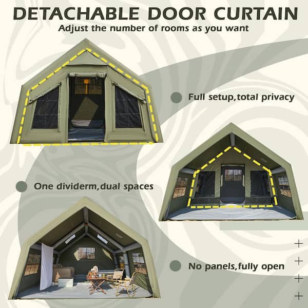 DSNAPE Basecamp 15.7 ft. x 11.8 ft. Green Inflatable Camping Tent
