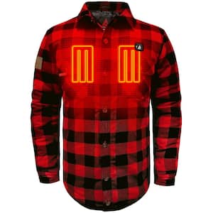Unisex Medium Red/Black Cotton 5-Volt Battery Heated Work Shirt