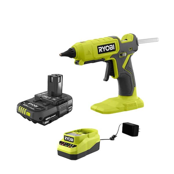 RYOBI ONE+ 18V Cordless Dual Temperature Glue Gun with 2.0 Ah Battery and Charger