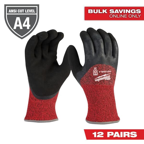 Milwaukee Medium Red Latex Level 4 Cut Resistant Insulated Winter Dipped Work Gloves (12-Pack)
