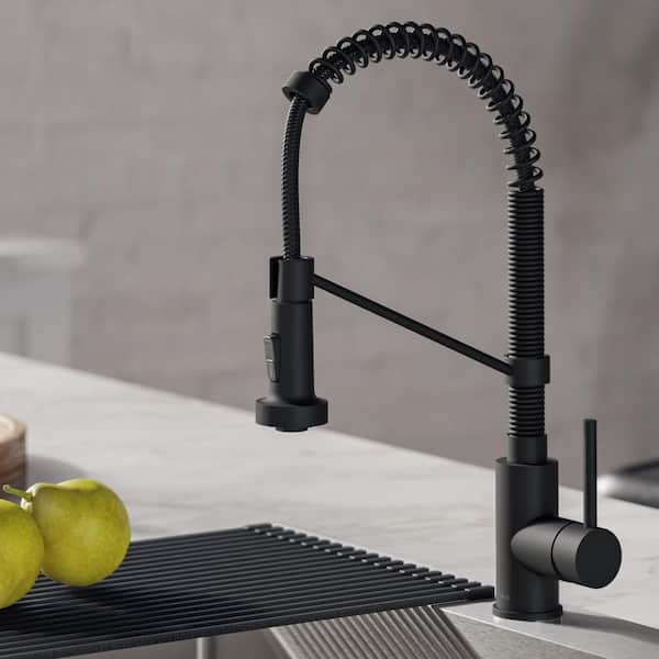 KRAUS Bolden Single-Handle Pull-Down Sprayer Kitchen Faucet with Dual Function Sprayhead in Matte Black