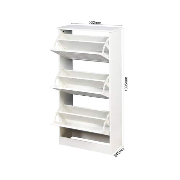 HIKAKA Shoe Rack Wooden Shoe Storage Cabinet - WHITE