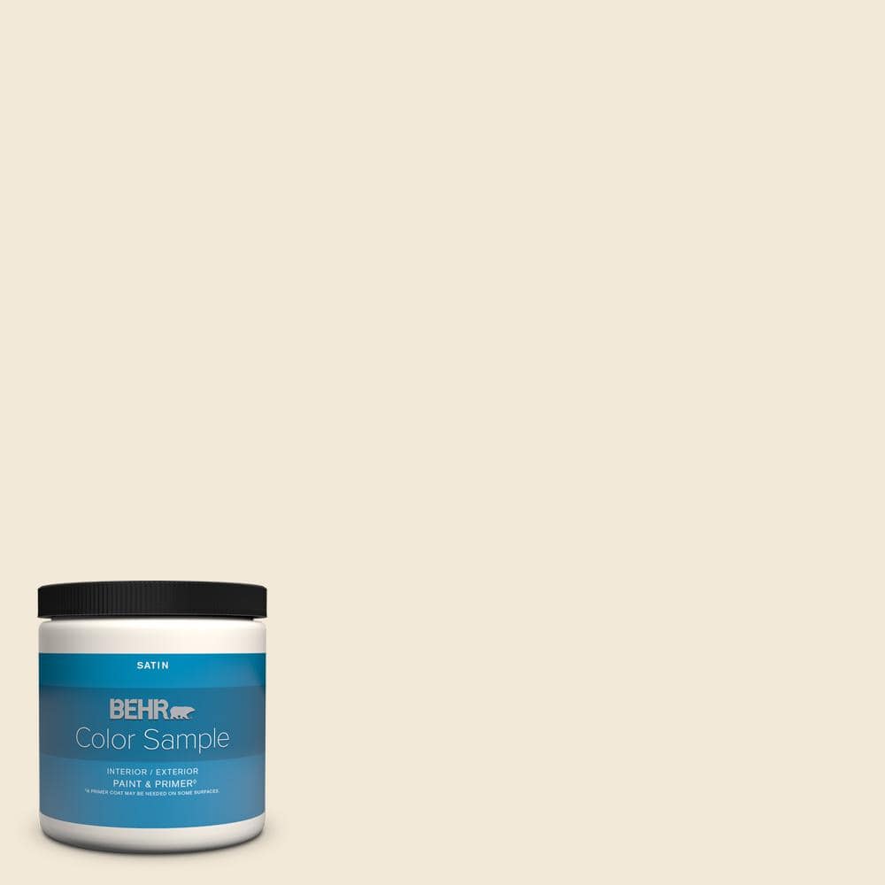 BEHR PREMIUM PLUS 8 oz. 740C1 Seaside Sand Satin Enamel Interior/Exterior Paint & Primer Color