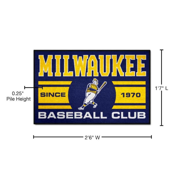 Officially Licensed MLB Milwaukee Brewers Uniform Mat 19 x 30