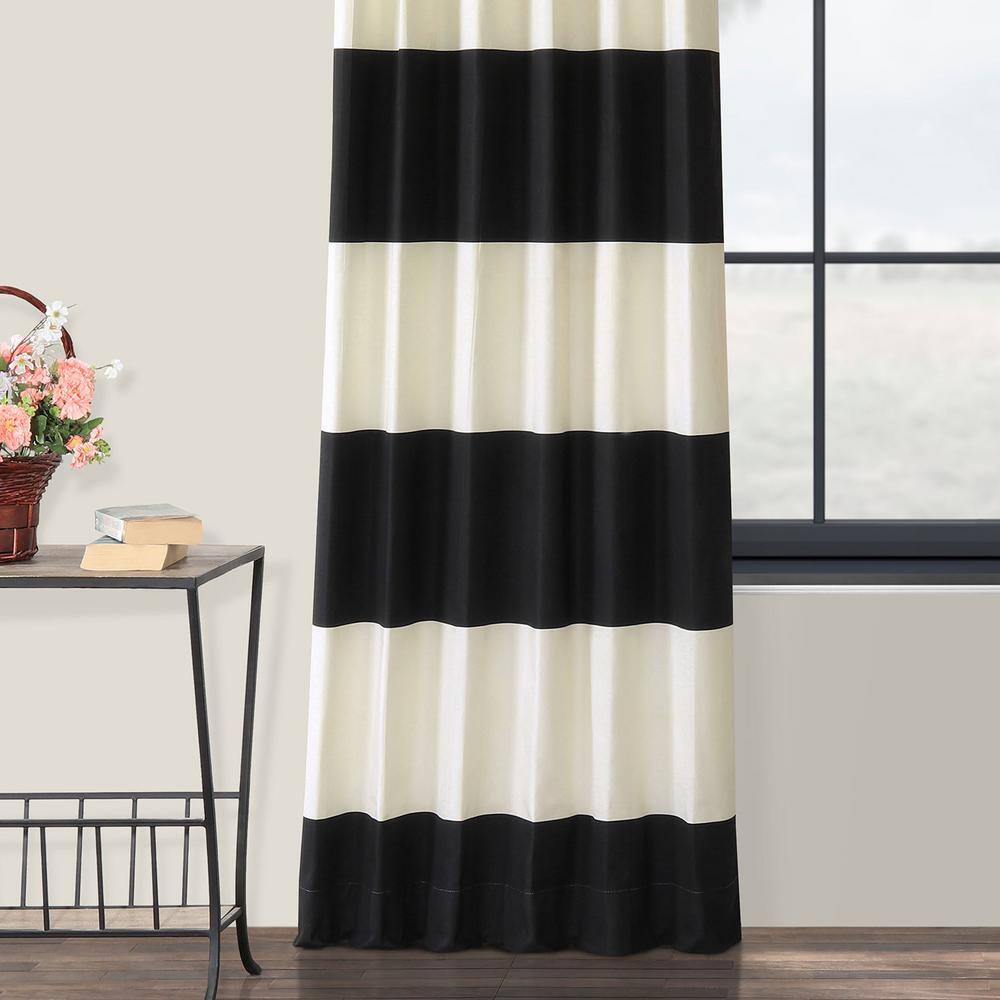 120-Inch White Cotton Polyester Room-Darkening Curtain Panel