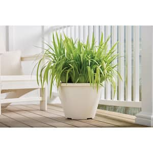 16 in. Eleanora Cream Plastic Self-Watering Planter (16 in. D x 11.4 in. H)