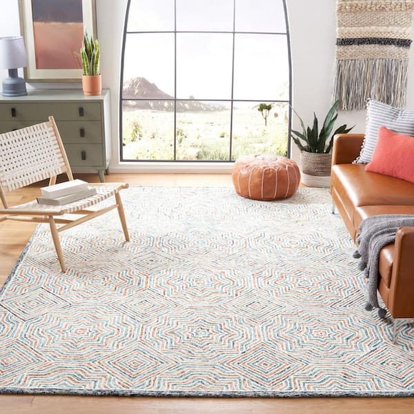 Capri Blue/Rust 8 ft. x 10 ft. Diamond Geometric Area Rug