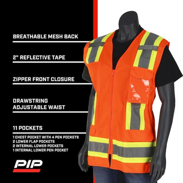PYOTROS High Visibility Safety Vest With Reflective Strips - ANSI Class 2, 12 Pockets, For Work & Outdoor Activities