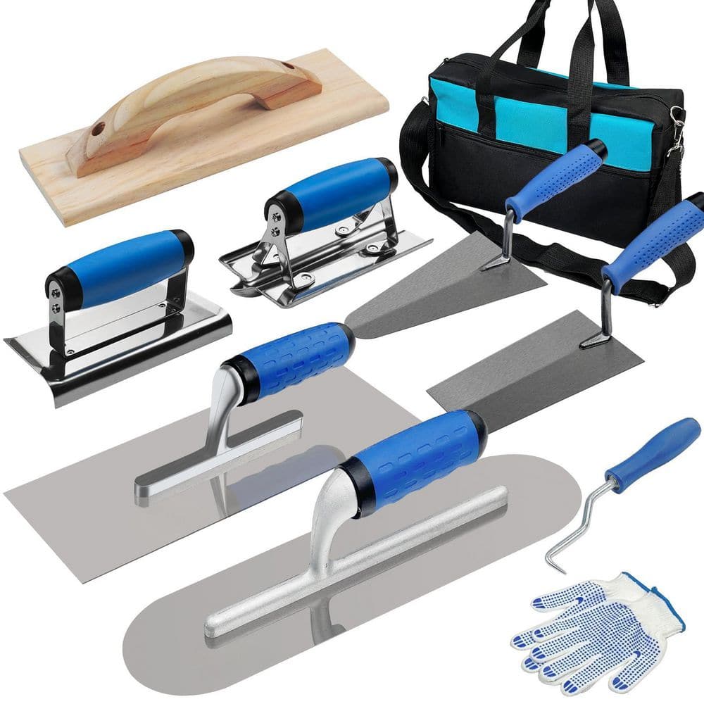10-Piece Concrete Trowel Set with Large Flat Finishing, Pool Trowel, Wood Float, Concrete Edger, Groover, Margin Gauging price history on PriceWatchPro