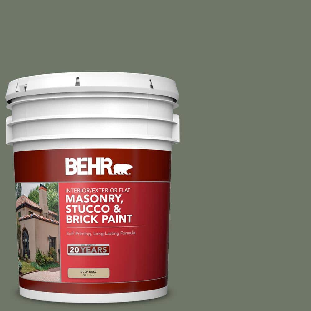 5 gal. #PPU10-19 Conifer Green Flat Interior/Exterior Masonry, Stucco and B