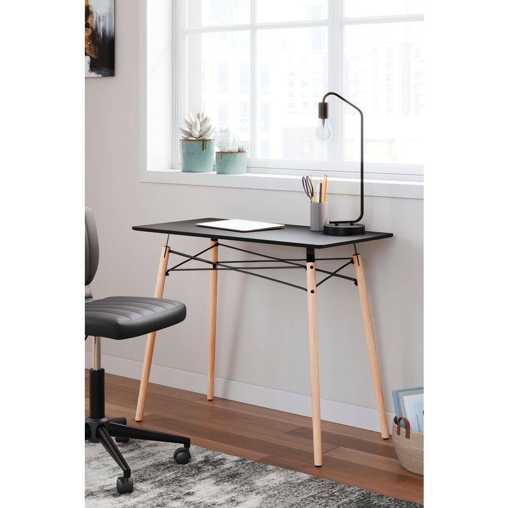 Jaspeni Black and Natural Wood Home Office Desk