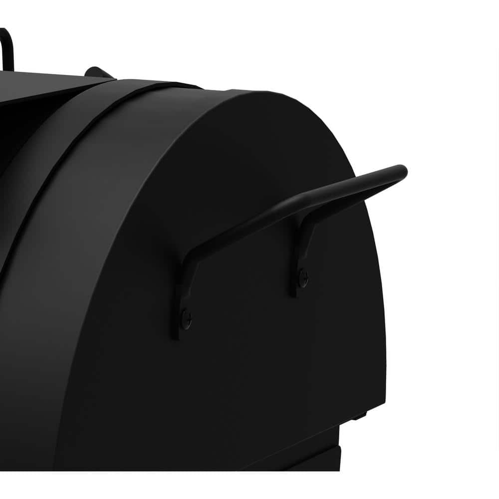 Portable Black Steel Tabletop Charcoal Grill with Smoker