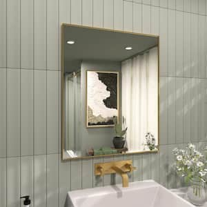 Jem 36 in. W x 30 in. H Rectangular Framed Wall Bathroom Vanity Mirror in Brushed Gold