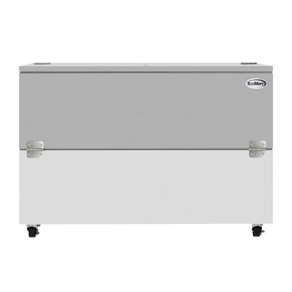 58 in. Commercial Milk Cooler for School and Cafeteria, 16 Crate Capacity with Heavy Duty Casters in Stainless Steel