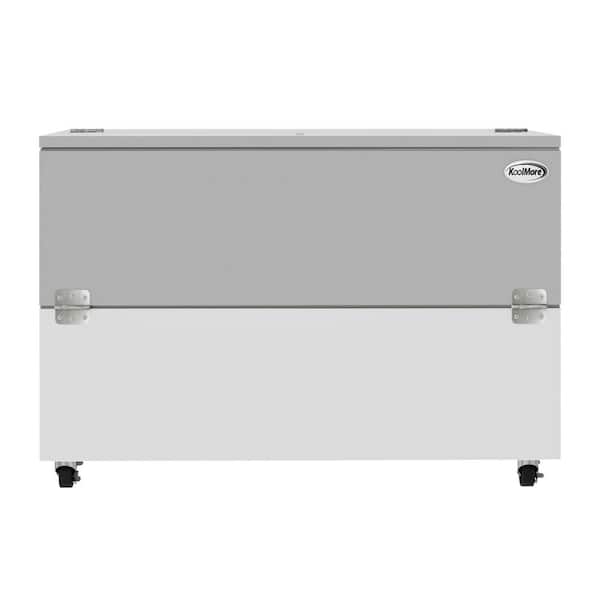 58 in. Commercial Milk Cooler for School and Cafeteria, 16 Crate Capacity with Heavy Duty Casters in Stainless Steel