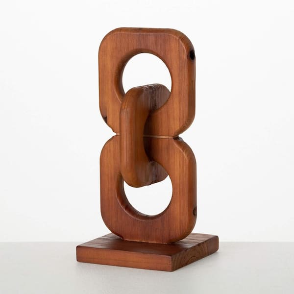 SULLIVANS 10.75 in. Modern Wood Chain Link Decor