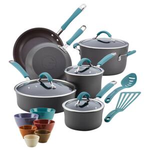 Cucina 18-Piece Hard Anodized Nonstick Cookware Set in Gray
