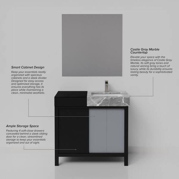 Lexora Zilara 36 in W x 22 in D Black and Grey Bath Vanity