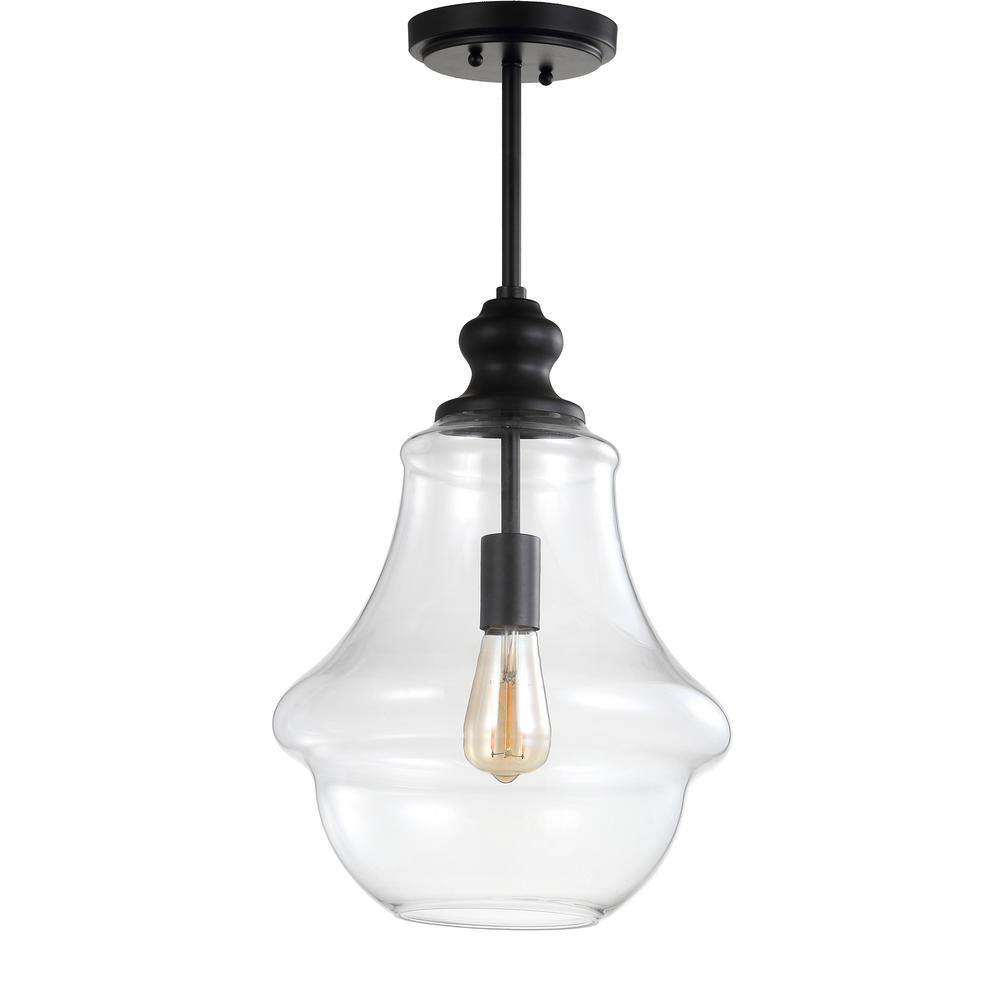 Adam 12" Oil Rubbed Bronze Farmhouse Glass LED Pendant