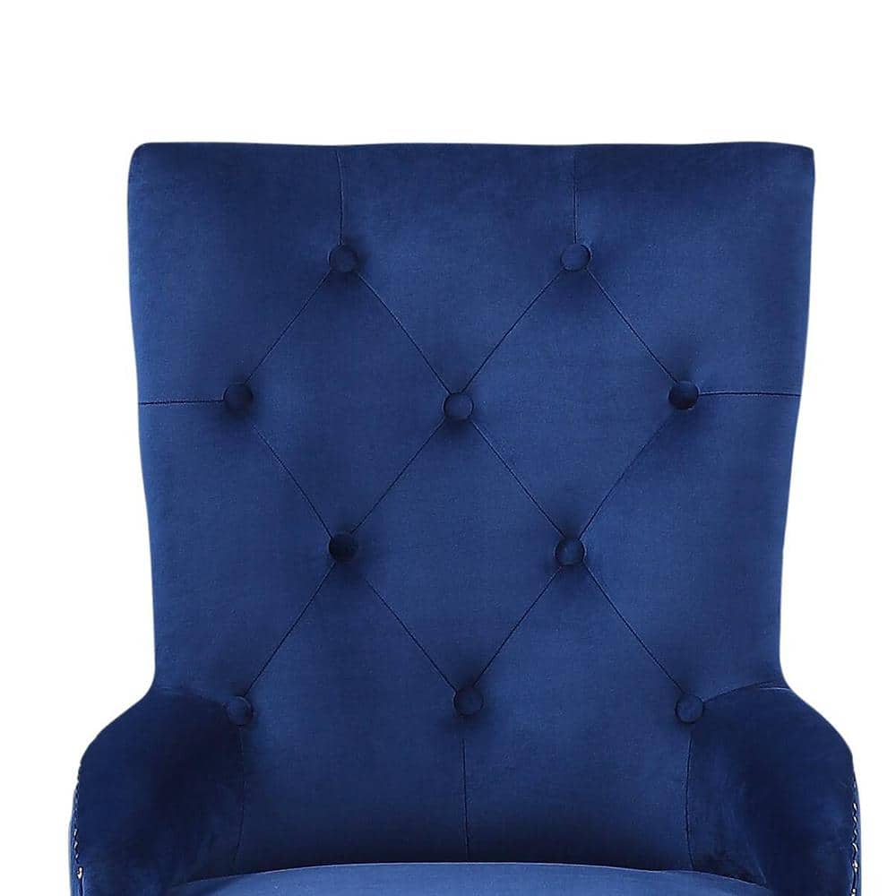 High Back Blue Upholstered Parsons Side Chair with Wood Frame