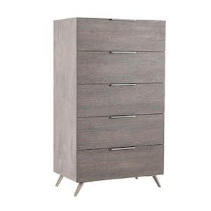 Benjara 16 In. Gray 5-Drawer Wooden Chest Of Drawers BM215354 - The ...