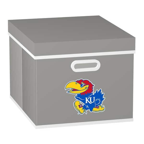 MyOwnersBox College STACKITS University of Kansas 12 in. x 10 in. x 15 in. Stackable Grey Fabric Storage Cube