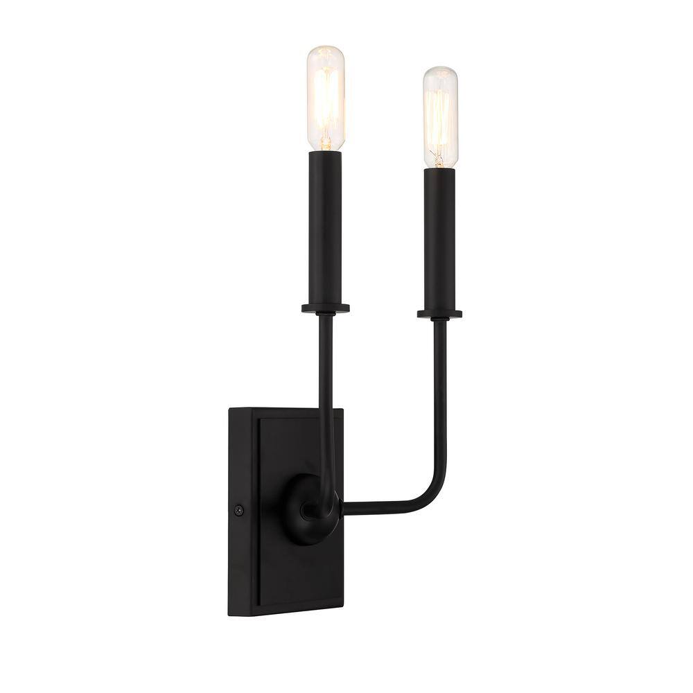 Matte Black 2-Light Dimmable Wall Sconce