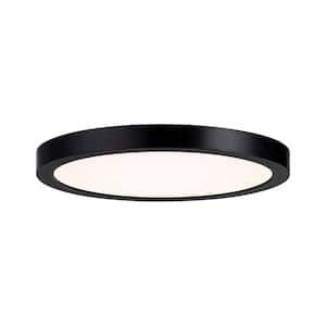 10 in. 20-Watt Modern Black Integrated LED Flush Mount with Clear Shade