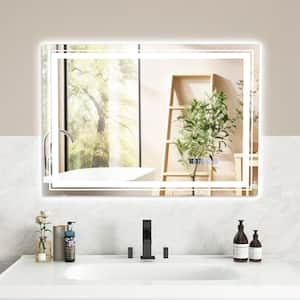 32 in. W x 24 in. H Rectangular Frameless Anti-Fog LED Wall Mount Bathroom Vanity Mirror