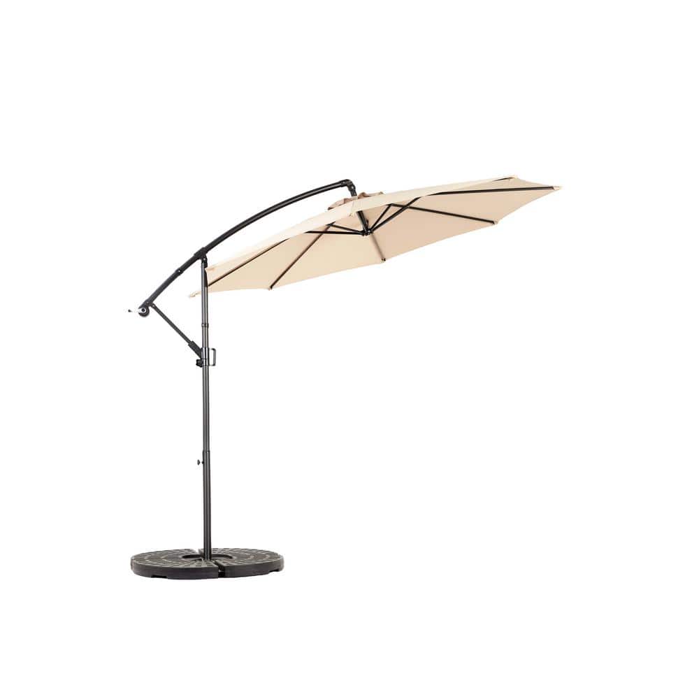 10 ft. Steel Offset Hanging Market Rotation Patio Umbrella with Tilt Adjustment, Polyester Shade and 8 Ribs in Brown price history on PriceWatchPro