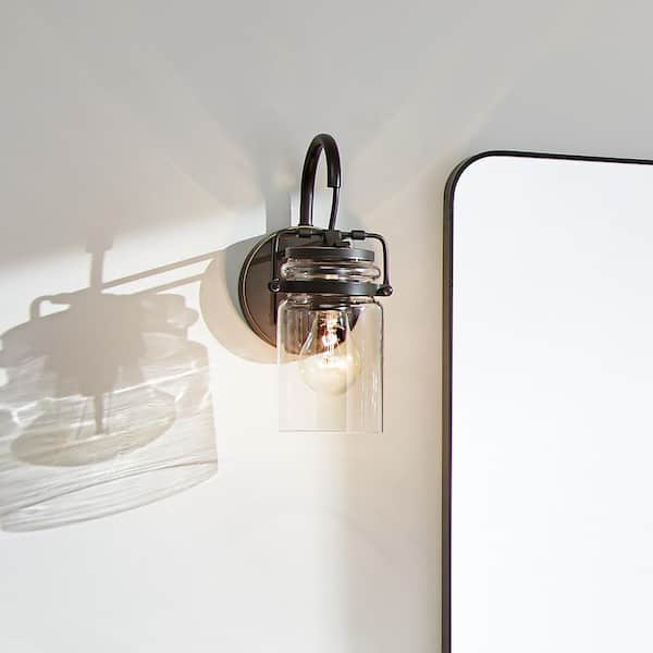 Brinley 1-Light Olde Bronze Bathroom Indoor Wall Sconce Light with Clear Glass Shade