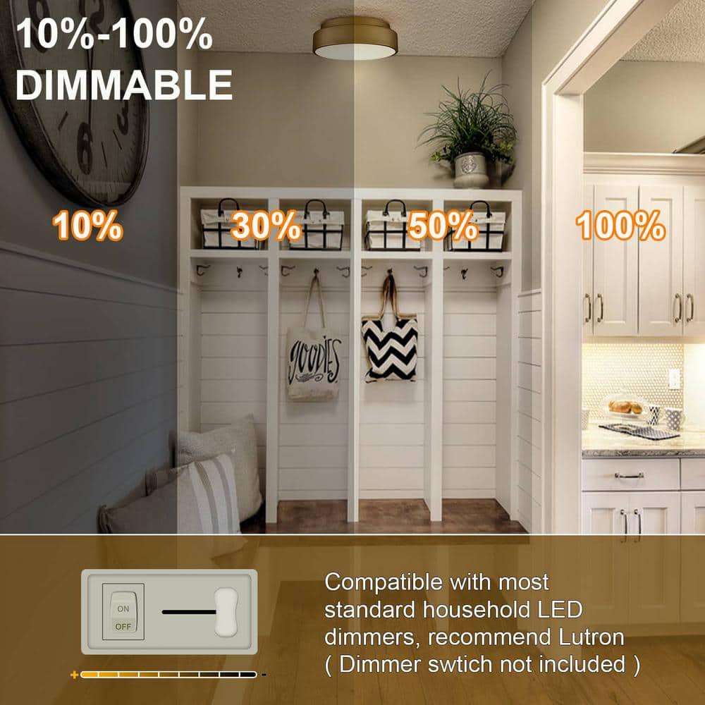 Modern Gold and White Round LED Flush Mount Ceiling Light