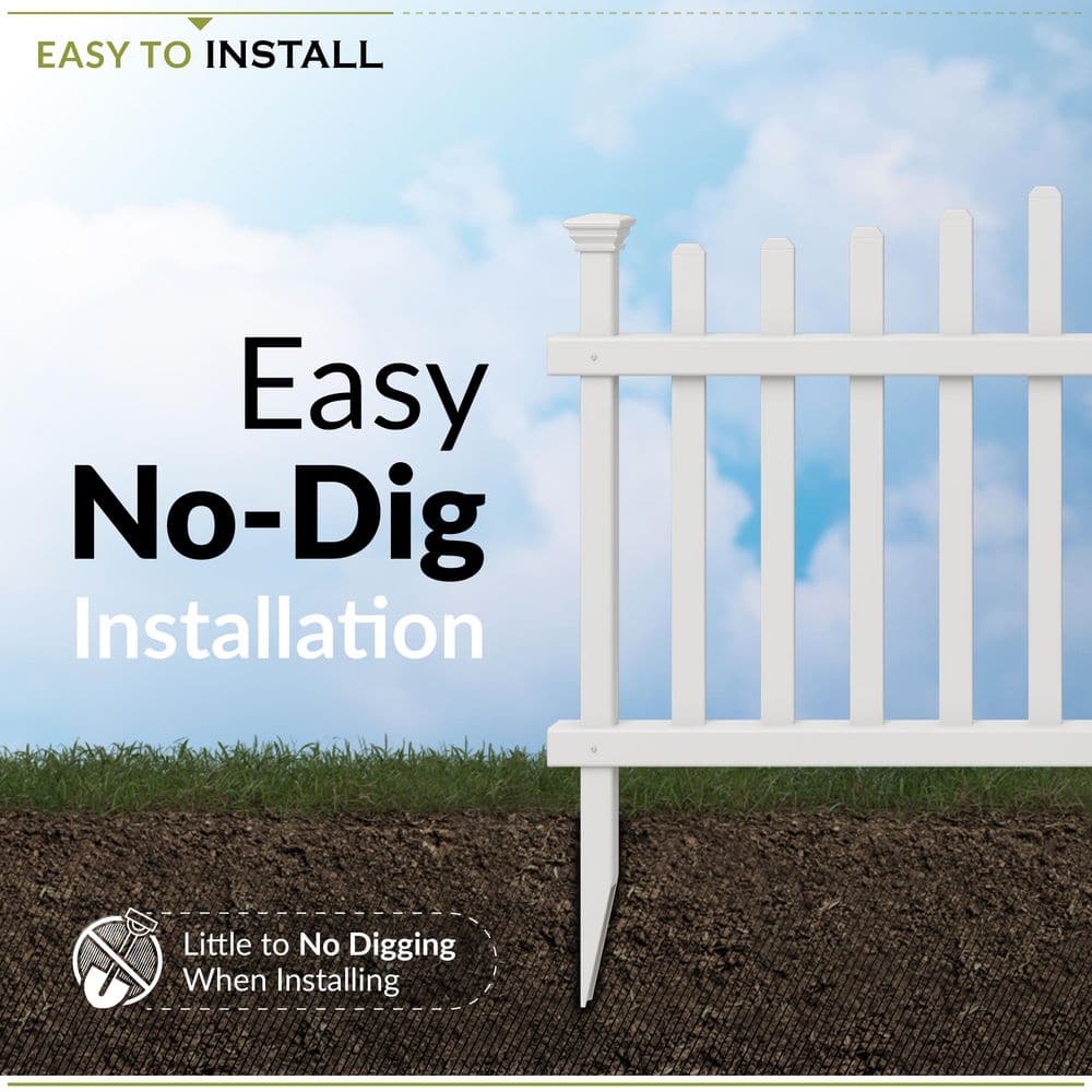 Ashley White Vinyl Scallop Corner Fence Panels, 2.5-ft x 3-ft
