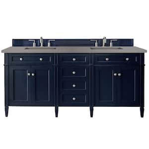 Brittany 72 in. W x 23.5 in.D x 34 in. H Double Bath Vanity Cabinet in Victory Blue with Quartz Top in Grey Expo