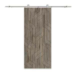 30 in. x 84 in. Weather Gray Stained Pine Wood Modern Interior Sliding Barn Door with Hardware Kit