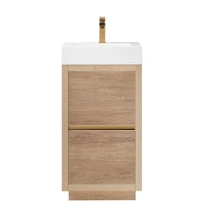 Palencia 18 in. W x 18 in. D x 33.9 in. H Bath Vanity in North American Oak with White Composite Integral Sink and Top