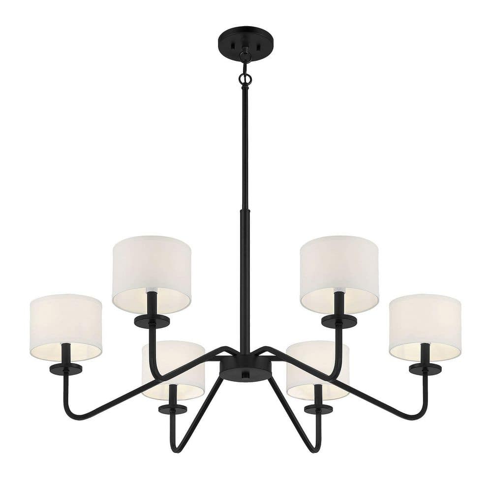 Matte Black 6-Light Candelabra Chandelier with Easy Installation