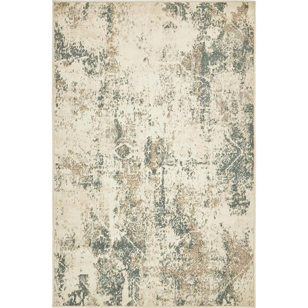 Abstract Gray Mirage 4' x 6' Easy-Care Synthetic Rug