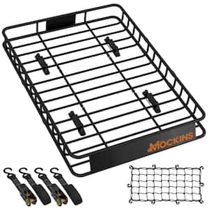 35-50 in. L x 36 in. W x 4.5 in. H Extendable Rooftop Cargo Carrier - 250 lbs. Capacity Roof Rack with Net and Straps