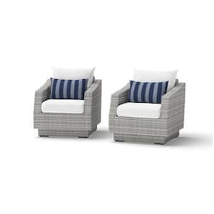 Cannes Wicker Outdoor Lounge Chair with Sunbrella Centered Ink Cushions (2-Pack)