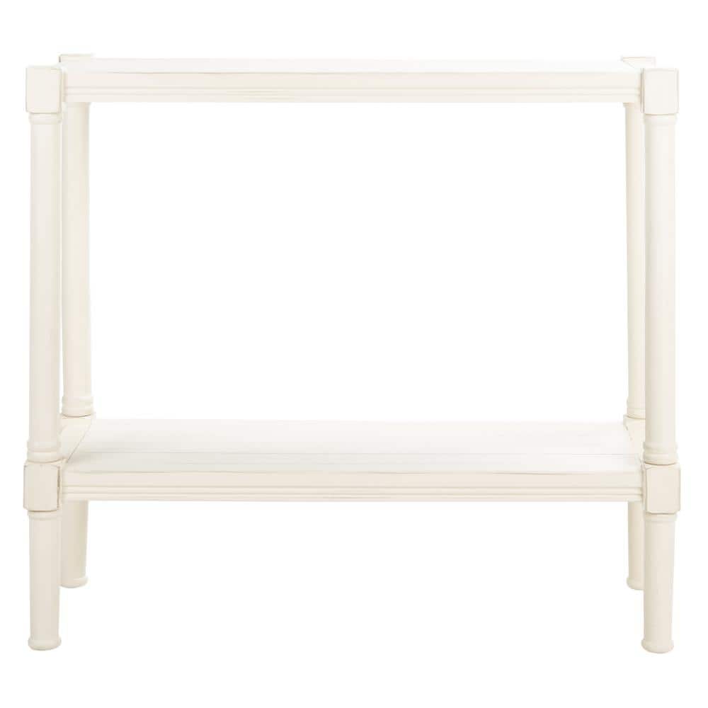 Rafiki 11.75 in. Distressed White Rectangle Wood Console Table with Shelf price history on PriceWatchPro